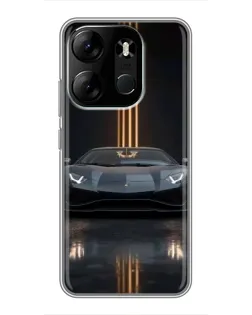Чехол для TECNO Spark Go 2023 (BF7) с картинкой «Lamborghini золотые линии»