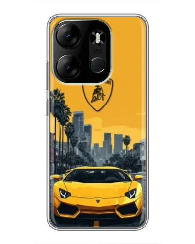 Чехол для TECNO Spark Go 2023 (BF7) с картинкой «Желтый Lamborghini город»