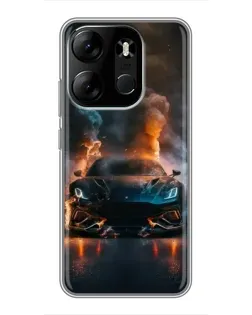 Чехол для TECNO Spark Go 2023 (BF7) с картинкой «Lamborghini дымная эстетика»
