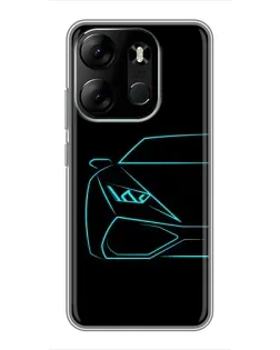 Чехол для TECNO Spark Go 2023 (BF7) с картинкой «Голубой силуэт Lamborghini»