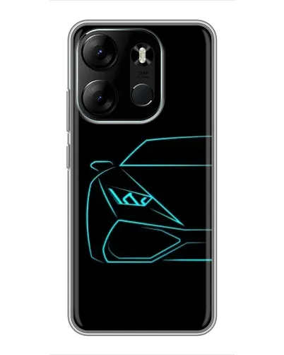 Чехол для TECNO Spark Go 2023 (BF7) с картинкой «Голубой силуэт Lamborghini»