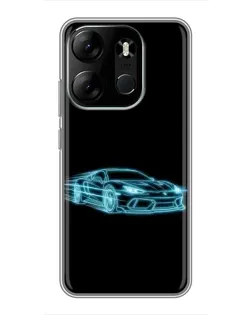 Чехол для TECNO Spark Go 2023 (BF7) с картинкой «Неоновый контур Lamborghini»