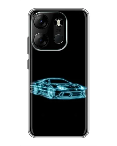 Чехол для TECNO Spark Go 2023 (BF7) с картинкой «Неоновый контур Lamborghini»