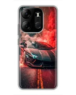 Чехол для TECNO Spark Go 2023 (BF7) с картинкой «Lamborghini красный дым»