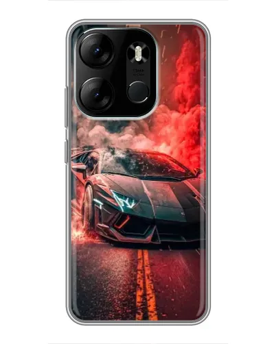 Чехол для TECNO Spark Go 2023 (BF7) с картинкой «Lamborghini красный дым»