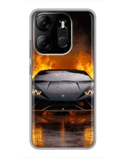 Чехол для TECNO Spark Go 2023 (BF7) с картинкой «Lamborghini в огне»
