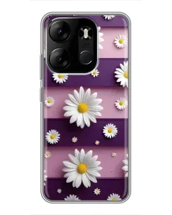 Чохол для TECNO Spark Go 2023 (BF7) з картинкою «Ромашки на фіолетовому»