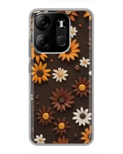 Чохол для TECNO Spark Go 2023 (BF7) з картинкою «Візерунок з маленьких соняшників»