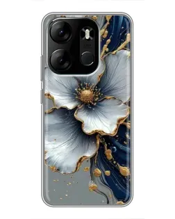 Чохол для TECNO Spark Go 2023 (BF7) з картинкою «Біла квітка та золотий флюїд»