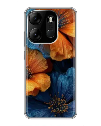 Чехол для TECNO Spark Go 2023 (BF7) с картинкой «Яркая сине-оранжевая флора» Чехол для TECNO Spark Go 2023 (BF7) с картинкой «Яркая сине-оранжевая флора»