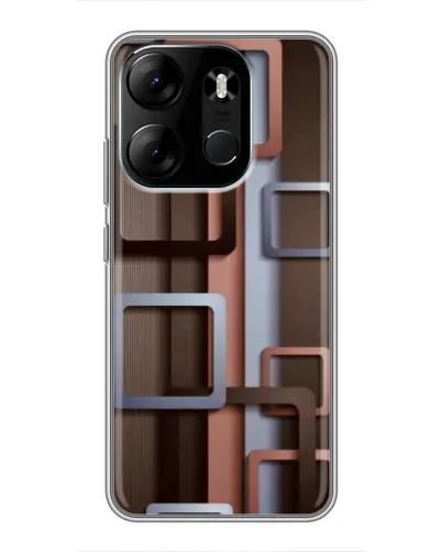 Чехол для TECNO Spark Go 2023 (BF7) с картинкой «Коричневые объемные квадраты»