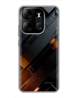 Чехол для TECNO Spark Go 2023 (BF7) с картинкой «Черные геометрические блоки»