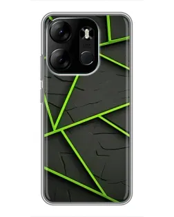 Чехол для TECNO Spark Go 2023 (BF7) с картинкой «Зеленые геометрические линии»