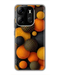 Чехол для TECNO Spark Go 2023 (BF7) с картинкой «Объемные оранжевые сферы»