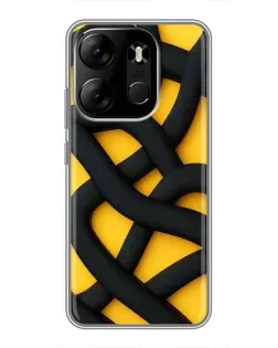 Чехол для TECNO Spark Go 2023 (BF7) с картинкой «Черное желтое переплетение»