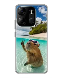 Чехол для TECNO Spark Go 2023 (BF7) с картинкой «Капибара на море» Чехол для TECNO Spark Go 2023 (BF7) с картинкой «Капибара на море»