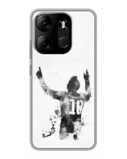 Чехол для TECNO Spark Go 2023 (BF7) с картинкой «Черно-белый силуэт Месси»