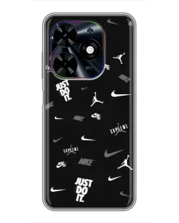 Чехол для TECNO Spark Go 2024 (BG6) с картинкой «Nike Black Pattern» Чехол для TECNO Spark Go 2024 (BG6) с картинкой «Nike Black Pattern»