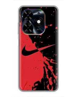 Чехол для TECNO Spark Go 2024 (BG6) с картинкой «Красные брызги Nike»