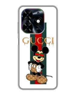 Чехол для TECNO Spark Go 2024 (BG6) с картинкой «Микки Маус Gucci — полосы»