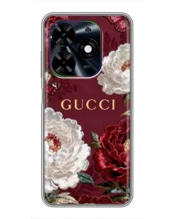 Чехол для TECNO Spark Go 2024 (BG6) с картинкой «Gucci — бордовые розы»