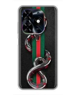 Чехол для TECNO Spark Go 2024 (BG6) с картинкой «Gucci — змея на полосе»