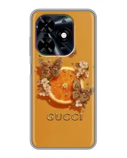 Чехол для TECNO Spark Go 2024 (BG6) с картинкой «Gucci — золотые бабочки»