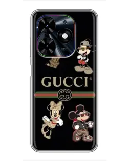 Чехол для TECNO Spark Go 2024 (BG6) с картинкой «Gucci — герои Disney и монограмма»