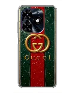 Чехол для TECNO Spark Go 2024 (BG6) с картинкой «Gucci — фирменная полоса и золото»