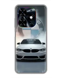 Чехол для TECNO Spark Go 2024 (BG6) с картинкой «BMW в белом дыму»