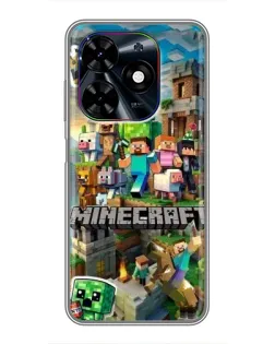 Чехол для TECNO Spark Go 2024 (BG6) с картинкой «Замок Minecraft»
