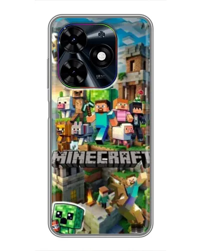 Чехол для TECNO Spark Go 2024 (BG6) с картинкой «Замок Minecraft»