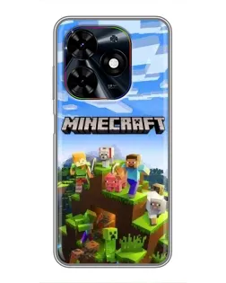 Чехол для TECNO Spark Go 2024 (BG6) с картинкой «Minecraft классический мир»