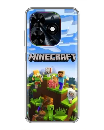 Чехол для TECNO Spark Go 2024 (BG6) с картинкой «Minecraft классический мир»