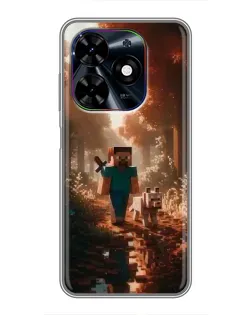 Чехол для TECNO Spark Go 2024 (BG6) с картинкой «Стив в лесу»