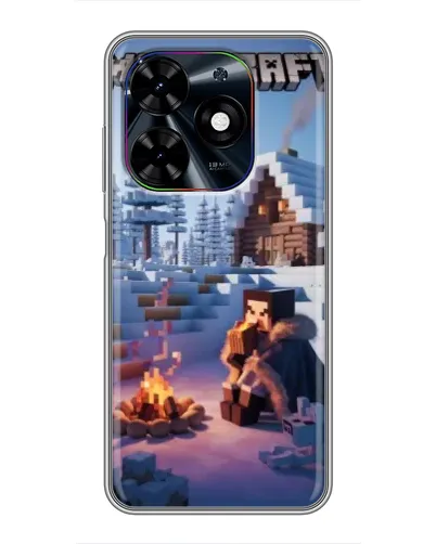 Чехол для TECNO Spark Go 2024 (BG6) с картинкой «Зимний Minecraft»