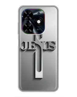Чехол для TECNO Spark Go 2024 (BG6) с картинкой «Металлический крест Jesus» Чехол для TECNO Spark Go 2024 (BG6) с картинкой «Металлический крест Jesus»