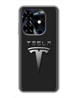 Чехол для TECNO Spark Go 2024 (BG6) с картинкой «Стальной логотип Tesla» Чехол для TECNO Spark Go 2024 (BG6) с картинкой «Стальной логотип Tesla»