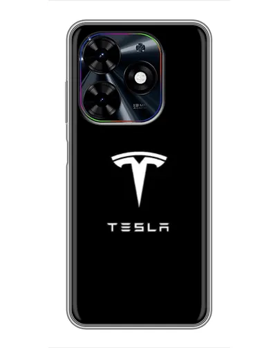 Чехол для TECNO Spark Go 2024 (BG6) с картинкой «Tesla White Logo» Чехол для TECNO Spark Go 2024 (BG6) с картинкой «Tesla White Logo»