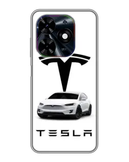 Чехол для TECNO Spark Go 2024 (BG6) с картинкой «Tesla White Style» Чехол для TECNO Spark Go 2024 (BG6) с картинкой «Tesla White Style»