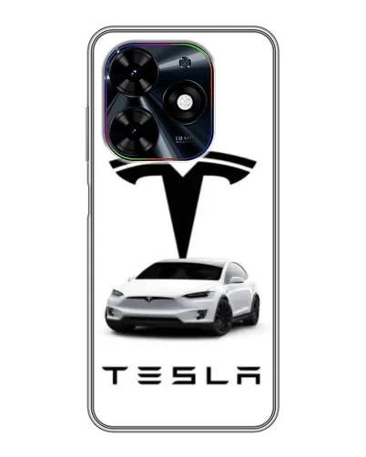 Чехол для TECNO Spark Go 2024 (BG6) с картинкой «Tesla White Style» Чехол для TECNO Spark Go 2024 (BG6) с картинкой «Tesla White Style»