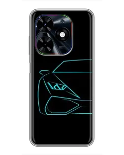 Чехол для TECNO Spark Go 2024 (BG6) с картинкой «Голубой силуэт Lamborghini» Чехол для TECNO Spark Go 2024 (BG6) с картинкой «Голубой силуэт Lamborghini»