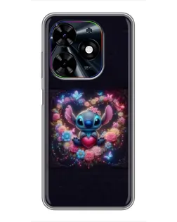 Чехол для TECNO Spark Go 2024 (BG6) с картинкой «Stitch в цветах» Чехол для TECNO Spark Go 2024 (BG6) с картинкой «Stitch в цветах»