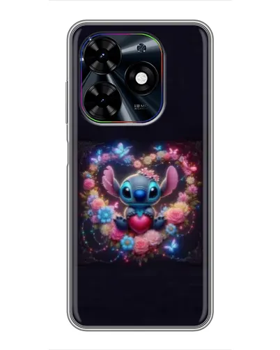 Чехол для TECNO Spark Go 2024 (BG6) с картинкой «Stitch в цветах»