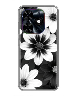 Чехол для TECNO Spark Go 2024 (BG6) с картинкой «Монохромные астры» Чехол для TECNO Spark Go 2024 (BG6) с картинкой «Монохромные астры»