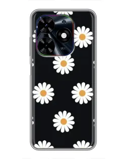 Чехол для TECNO Spark Go 2024 (BG6) с картинкой «Ромашки на черном» Чехол для TECNO Spark Go 2024 (BG6) с картинкой «Ромашки на черном»
