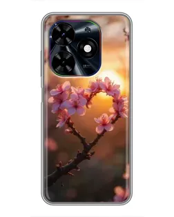 Чехол для TECNO Spark Go 2024 (BG6) с картинкой «Розовый цвет сердце на фоне заката» Чехол для TECNO Spark Go 2024 (BG6) с картинкой «Розовый цвет сердце на фоне заката»