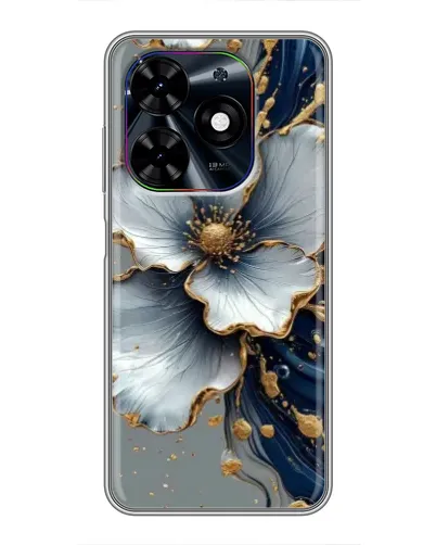 Чехол для TECNO Spark Go 2024 (BG6) с картинкой «Белый цветок и золотой флюид» Чехол для TECNO Spark Go 2024 (BG6) с картинкой «Белый цветок и золотой флюид»