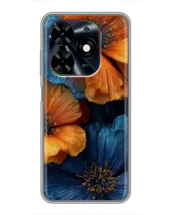 Чехол для TECNO Spark Go 2024 (BG6) с картинкой «Яркая сине-оранжевая флора» Чехол для TECNO Spark Go 2024 (BG6) с картинкой «Яркая сине-оранжевая флора»