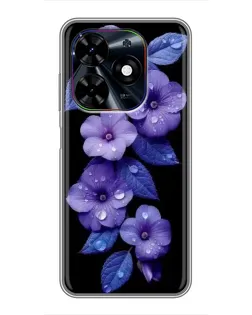 Чехол для TECNO Spark Go 2024 (BG6) с картинкой «Фиолетовые цветы с росою»